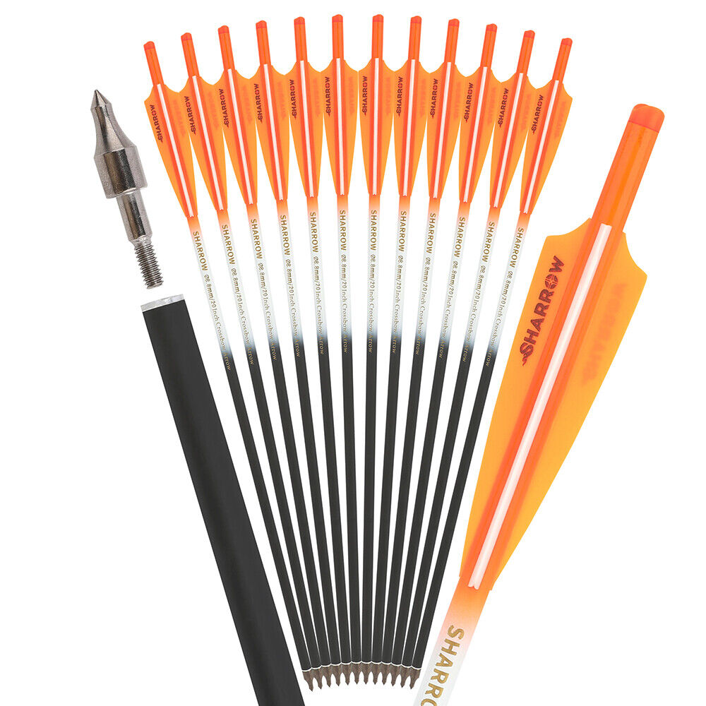 12pcs 16" 17" 18" 20" 22" Crossbow Bolts Carbon Arrows Vanes Bow Archery Hunting Shoot